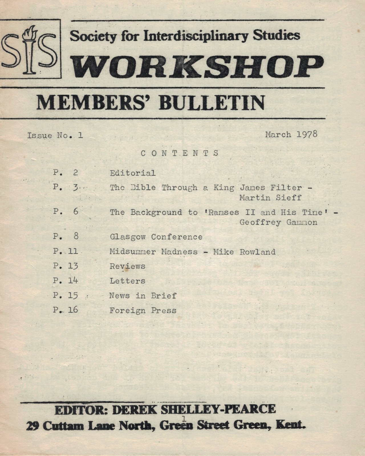 SIS workshop 1 cover