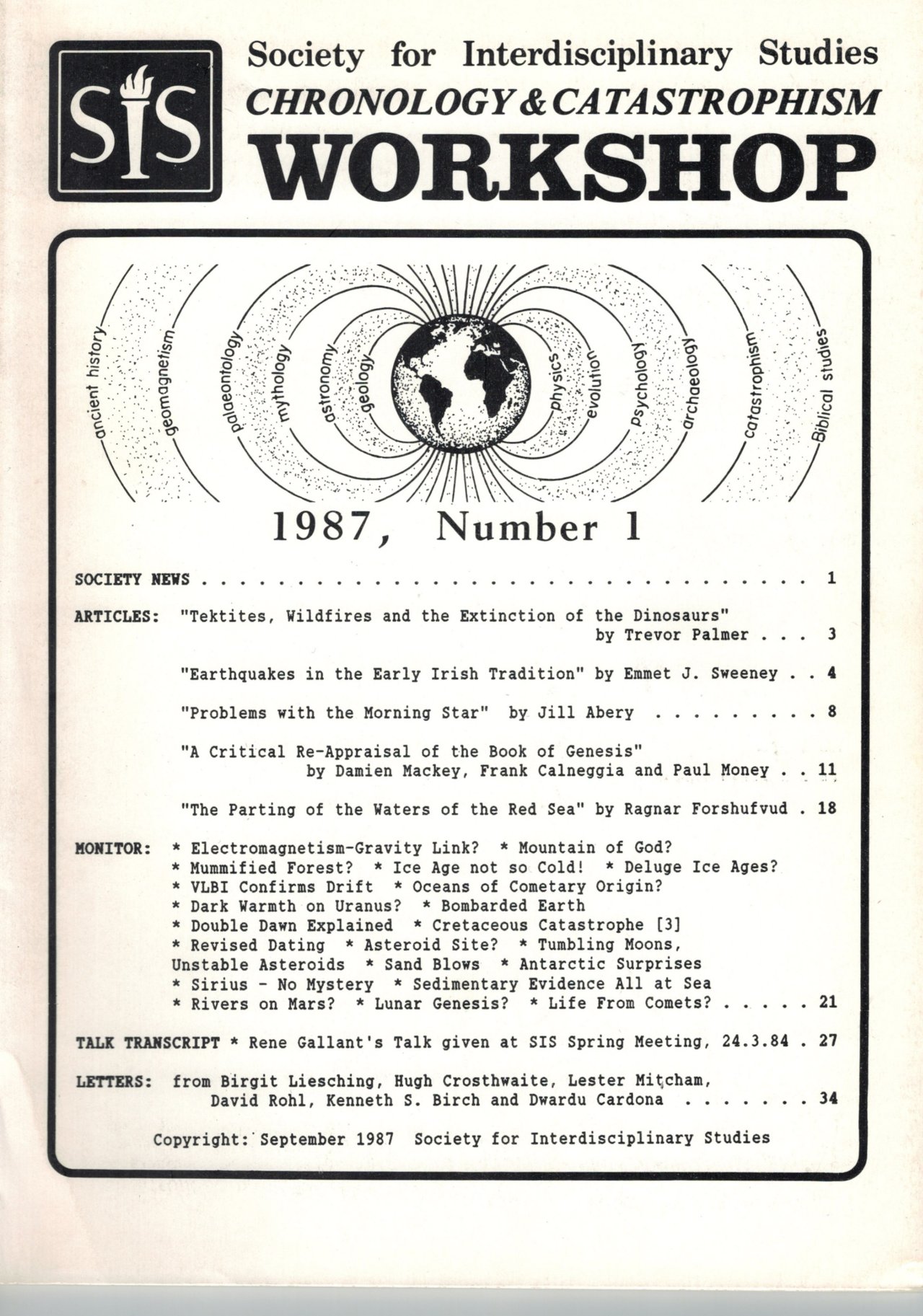 SIS workshop 1987-1 cover